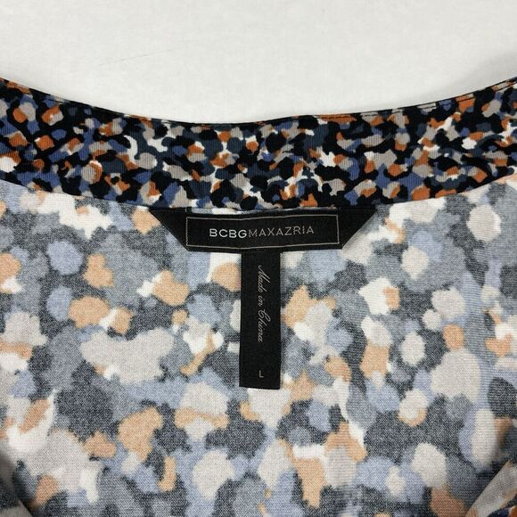 BCBGMaxazria Francine Dress Allover Dot Print Knee Length Stretch V-Neck LARGE - Picture 4 of 10